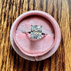 Certified 5 Carat Radiant Cut Moissanite Ring - Size 5.5